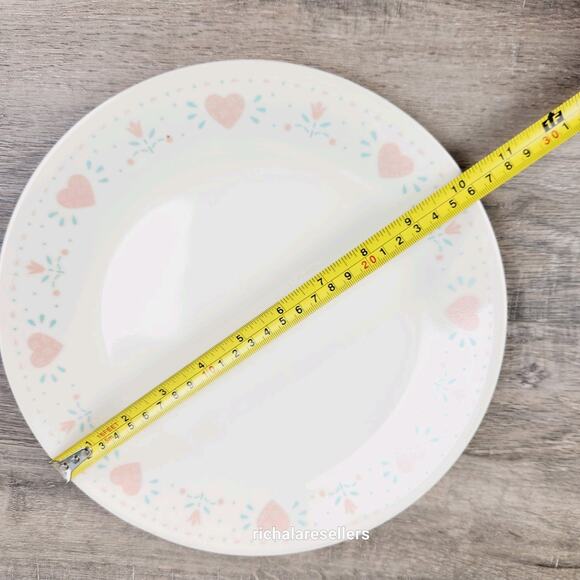 Corelle Forever Yours 10 1/4 " Dinner Plates Lot of 4 Corning Pink Hearts - Picture 7 of 8